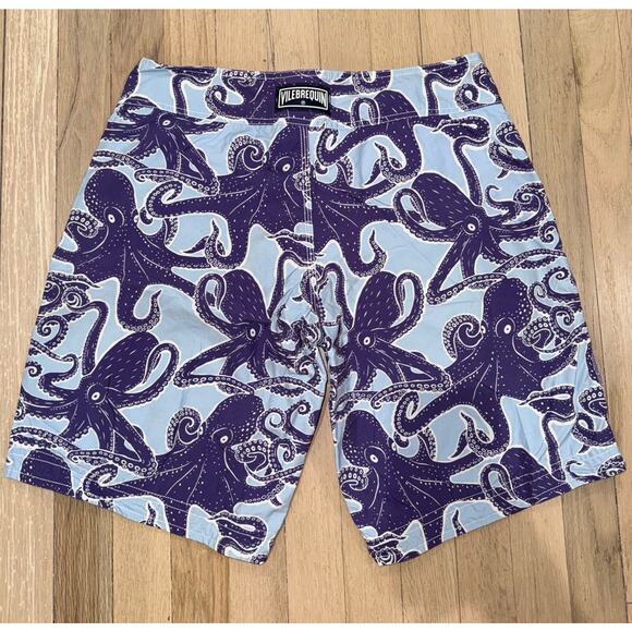 Vilebrequin Rare Mens Purple Squid Blu Swim Swimming Trunks Lined Board Shorts S - Picture 8 of 10